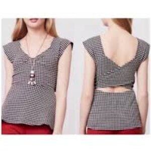 Deletta Black and White Fitted Peplum Blouse S